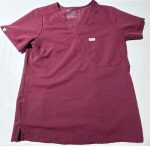 Woman's FIGS Catarina One-Pocket Scrub Top Burgundy Size S